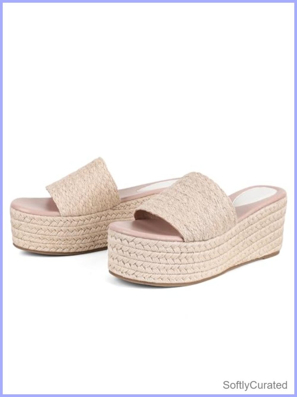 Platform Wedge Espadrille Slide Sandals Jute Slip On Open Toe Mules